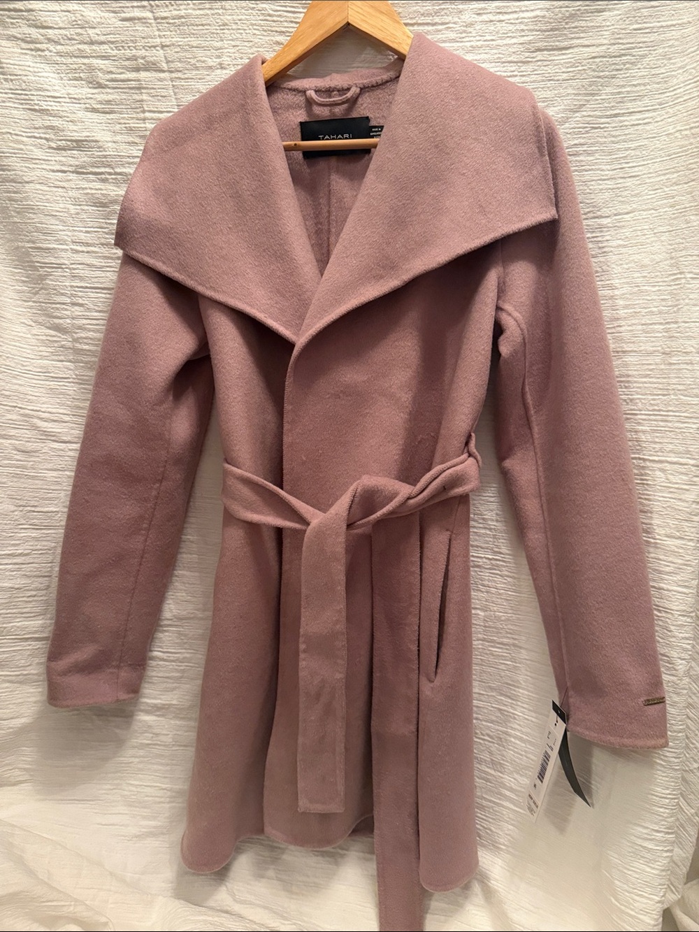 Tahari powder Pink Belted Wrap Coat